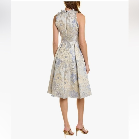 Adrianna Papell Metallic Jacquard Fit-and-Flare Halter Party Dress - Picture 2 of 16